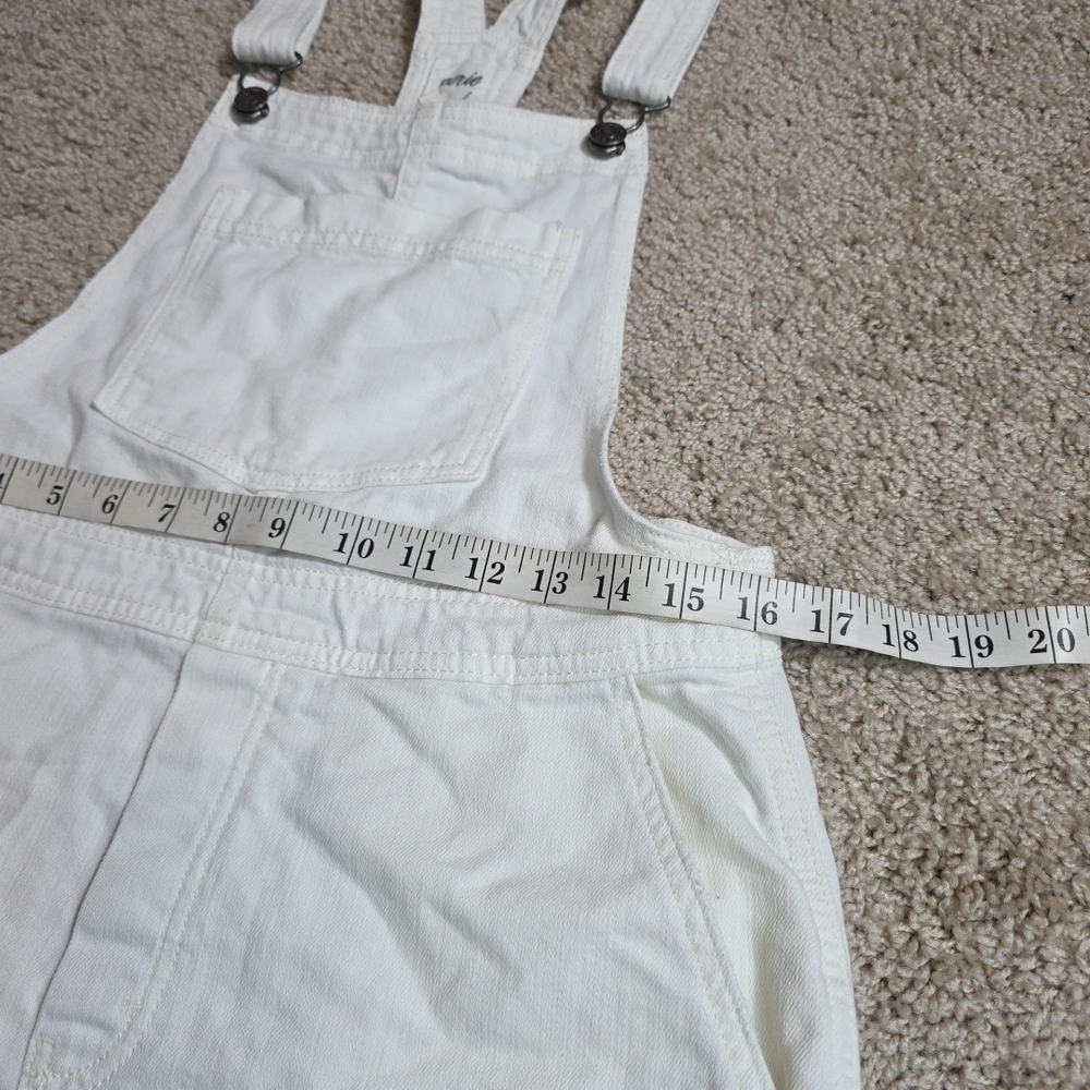 Aerie Jeans Cutoff Overalls Shortalls White Raw Hem Denim Women S/P - Picture 9 of 11